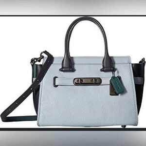 Coach Satchel in Light Blue and Black